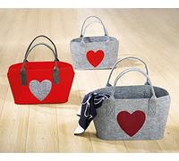 GILDE Filztasche 'Herz', 46 cm, grau/rot, Sortiert