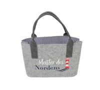 GILDE Filztasche Meister des Nordens mit Leuchtturmmotiv, 40 x 26 x 20cm,waschbar, Filz Einkaufstasche