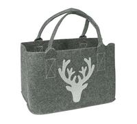 Gilde Filztasche mit Glitter-Hirsch Applikation, 40x26x20cm, 1 Stück, dunkelgrau