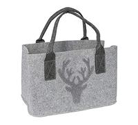 Gilde Filztasche mit Glitter-Hirsch Applikation, 40x26x20cm, 1 Stück, hellgrau