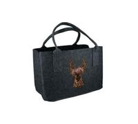 GILDE Filztasche mit Hirschkopf und Blumen bestickt