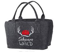 GILDE Filztasche mit Schwarz Wald Logo als Einkaufstasche/Holztasche/Strandtasche - reißfest & trägt viel Gewicht - polstert Ihre Einkäufe sicher ab und besitzt viel Stauraum (Schwarzwald Dunkelgrau)