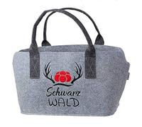GILDE Filztasche mit Schwarzwald Logo als Einkaufstasche/Holztasche/Strandtasche - reißfest & trägt viel Gewicht - polstert Ihre Einkäufe sicher ab und besitzt viel Stauraum (Schwarzwald Hellgrau)