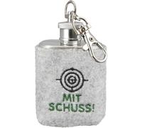 Gilde Handwerk Schlüsselanhänger Flachmann Motiv: Mit Schuss grau