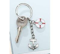 GILDE Schlüsselanhänger Anker/Rettungsring Silber glänzend mit Emaille - maritim - 51041