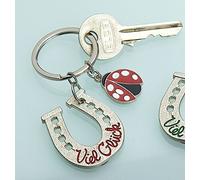 GILDE Schlüsselanhänger Hufeisen mit VIEL GLÜCK darauf und Marienkäfer Rot