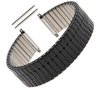 Gilden Herren-Uhrenarmband aus Edelstahl, extra lang, 20-24 mm breit, 552 W, Schwarz , 7 1/2 inches long, Modern