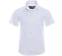 GILLSONZ GA21-1 Kinder Freizeit Oxford Student Hemd Kurzarm 100% Baumwolle (as3, Numeric, Numeric_140, Numeric_146, Regular, Weiß)