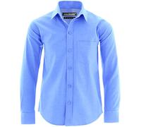 GILLSONZ GA22 vDa Kinder Party Freizeit Oxford Student Hemd Lange Arm 100% Baumwolle (116/122(EU 6-7y), Hell-Blau(14))