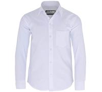 GILLSONZ GA22 vDa Kinder Party Freizeit Oxford Student Hemd Lange Arm 100% Baumwolle (152/158(EU 12-13y), Weiß(14))