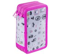 gimboo Schüleretui/mit Ausstattung/Federtasche/Federmäppchen/Stifteetui/3 Fächer/Halloween/Rosa/Für Kinder Jungen Mädchen
