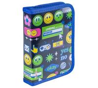 gimboo Schulmäppchen/mit Ausstattung/Federtasche/Federmäppchen/Stifteetui/1 Fach/1 Einlage/Emojis/Dunkelblau/Für Kinder Jungen Mädchen