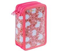 gimboo Schulmäppchen/mit Ausstattung/Federtasche/Federmäppchen/Stifteetui/3 Fächer/Bunnies/Rosa/Für Kinder Jungen Mädchen