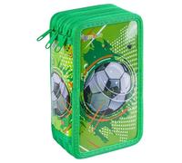 gimboo Schulmäppchen/mit Ausstattung/Federtasche/Federmäppchen/Stifteetui/3 Fächer/Soccer/Grün/Für Kinder Jungen Mädchen