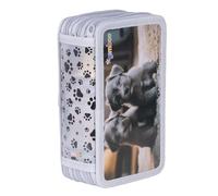 gimboo Schulmäppchen mit Zubehör/Federmäppchen mit großem Fassungsvermögen/Mit 3 Fächer/Federtasche Federmäppchen Stifteetui/Motiv - KLEINE Hunde/Für Kinder Jungen Mädchen