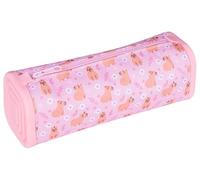 gimboo Silikon-Etui in quadratischer Form/Mit Aufdruck/Federtasche/Federmäppchen/Stifteetui/21 x 7,2 x 7,2 cm/Capybara/Rosa/Für Kinder Jungen Mädchen