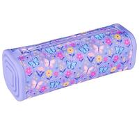 gimboo Silikon-Etui in quadratischer Form/Mit Aufdruck/Federtasche/Federmäppchen/Stifteetui/21 x 7,2 x 7,2 cm/Blumen/Lila/Für Kinder Jungen Mädchen