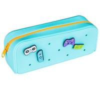 gimboo Silikon-Etui/Mit 4 Ansteckern/Federtasche/Federmäppchen/Stifteetui/20 x 6 x 7,5 cm/Blau/Für Kinder Jungen Mädchen