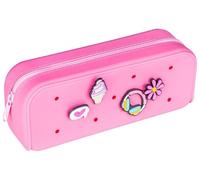 gimboo Silikon-Etui/Mit 4 Ansteckern/Federtasche/Federmäppchen/Stifteetui/20 x 6 x 7,5 cm/Rosa/Für Kinder Jungen Mädchen