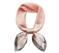 GIMIRO Frauen 70x70cm Schal Simulierte Seide Blumen Schal Krawatte Hahnentritt-Bandana (A01 Houndstooth Orange)