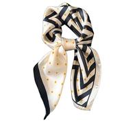GIMIRO Frauen 70x70cm Schal Simulierte Seide Blumen Schal Krawatte Hahnentritt-Bandana (Beige Black Chevron Orange Dots FJ937-1)
