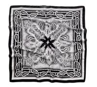 GIMIRO Frauen 70x70cm Schal Simulierte Seide Blumen Schal Krawatte Hahnentritt-Bandana (Black PSL FJ952-3)