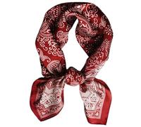 GIMIRO Frauen 70x70cm Schal Simulierte Seide Blumen Schal Krawatte Hahnentritt-Bandana (Claret RS101)