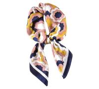 GIMIRO Frauen 70x70cm Schal Simulierte Seide Blumen Schal Krawatte Hahnentritt-Bandana (D04 Floral Navy/Pink/Yellow)