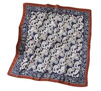 GIMIRO Frauen 70x70cm Schal Simulierte Seide Blumen Schal Krawatte Hahnentritt-Bandana (Navy Brown Beige PSL)