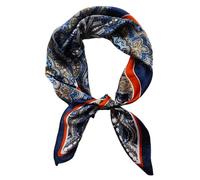GIMIRO Frauen 70x70cm Schal Simulierte Seide Blumen Schal Krawatte Hahnentritt-Bandana (Navy Red Retro FJ887-4)