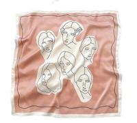 GIMIRO Frauen 70x70cm Schal Simulierte Seide Blumen Schal Krawatte Hahnentritt-Bandana (Pink White Women)