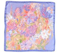 GIMIRO Frauen 70x70cm Schal Simulierte Seide Blumen Schal Quadratisches Damentuch mit Blumenmuster, Lila, Polyester-Satin, Halstuch, Krawatte Hahnentritt-Bandana (Violet Flower FLR353-1)