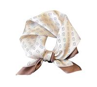 GIMIRO Schal aus imitierter Seide [53 x 53cm] Quadratische Schals Eleganter Seidenschal Geometrisches Pillenmuster Beige und Weiß Luxuriöse Qualität (Coffee G)