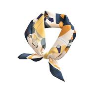 GIMIRO Schal aus imitierter Seide [53 x 53cm] Quadratische Schals Impressionismus-Muster Vintage-Schal für Büroarbeit oder lässigen Bund (Navy - King)