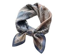 GIMIRO Schal aus imitierter Seide [53 x 53cm] Quadratische Schals Impressionismus-Muster Vintage-Schal für Büroarbeit oder lässigen Bund (82# AE01 Pale Blue PSL)