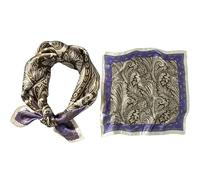 GIMIRO Schal aus imitierter Seide [53 x 53cm] Quadratische Schals Impressionismus-Muster Vintage-Schal für Büroarbeit oder lässigen Bund (64# K01 Purple/Coffee PSL)