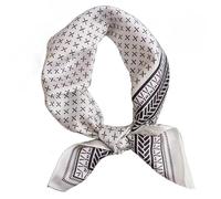 GIMIRO Schal aus imitierter Seide [53 x 53cm] Quadratische Schals Impressionismus-Muster Vintage-Schal für Büroarbeit oder lässigen Bund (White X)