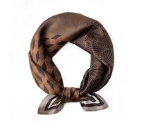 GIMIRO Schal aus imitierter Seide [53 x 53cm] Quadratische Schals Impressionismus-Muster Vintage-Schal für Büroarbeit oder lässigen Bund (67# N01 Coffee Plaid)