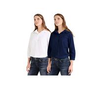 GIN TONIC Damen Bluse Gerade Passform Baumwolle Elasthan L, Dark Navy
