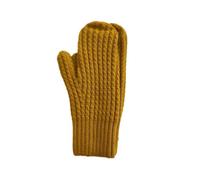 (Ginger)Soft Crochet Gloves Driving Full Finger Mittens Solid Color Knitted Gloves