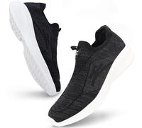 Giniros Slip On Sneaker Herren Ohne Schnürsenkel Schuhe Outdoor Sportschuhe Laufschuhe Leichtgewichts Atmungsaktiv Freizeit Straßenlaufschuh Outdoor Fitness Jogging Sportsschuhe, Schwarz und weiß 43EU