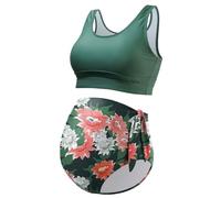 GINKANA Umstands-Bikini, zweiteilig, Knoten, hohe Taille, Sommer, 2-teiliger Badeanzug, Racerback, Badeanzüge, Grün, Medium