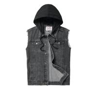 Ginsiom Herren-Denim-Weste, ärmellos, Jeansjacke, zerrissene, dehnbare Distressed-Kampfweste für Herren, ärmellose Oberbekleidung, 9385grau, XX-Large