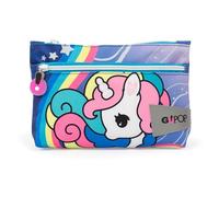 GIOCHI PREZIOSI Go Pop - Maxi-Beutel mit 2 Reißverschlüssen, Modell Unicorn, mit personalisiertem Reißverschluss und zwei geräumigen Taschen für Buntstifte und Marker, Maße 22 x 6 x 14 cm, mehrfarbig,