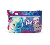 Giochi Preziosi Go Pop Maxi-Tasche mit 2 Reißverschlüssen, süßes Dschungel-Design mit individuellem Reißverschluss und Zwei großen Taschen für Bleistifte und Marker, Maße 22 x 6 x 14, Mehrfarbig, Go