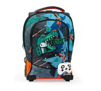 Giochi Preziosi Go Pop-Zaino Trolley 2R T-Rex, Front- und Innentasche, gepolsterte Rückenlehne und Schultergurte, Griff aus Stoff und Teleskop, Wagen mit verstärkten Rädern, geformte Pop-Up-Räder,