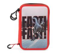 Giochi Preziosi Jurassic Word Federmäppchen mit 3 Reißverschlüssen und 3 Fächern, enthält 18 Buntstifte, 18 Filzstifte und andere praktische Schulutensilien, 13 L x 19,5 H x 6,5 T