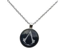 Gionatan Shop Assassin's Creed Halskette mit Logo-Anhänger Glas- und Silberlegierung Spielkonsole PC Geschenk Unisex Mann Frau
