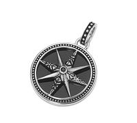 Giorgio Martello Milano Anhänger Kompass mit Achat und Spinell in schwarz, Silber 925 2,5 cm