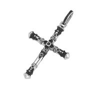 Giorgio Martello Milano Anhänger Kreuz mit schwarzen Spinellen, Silber 925 5,5 cm